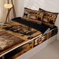 thumbnail image 3 of Castle Fairy Jungle Animal Beer Zipper Twin Comforter Sets with Fitted Sheet and 2 Pillowcases,Rustic Cabin Wildlife Zipper Bedding Set,Natural Brown Black,Black Reversible,4-Piece, 3 of 6