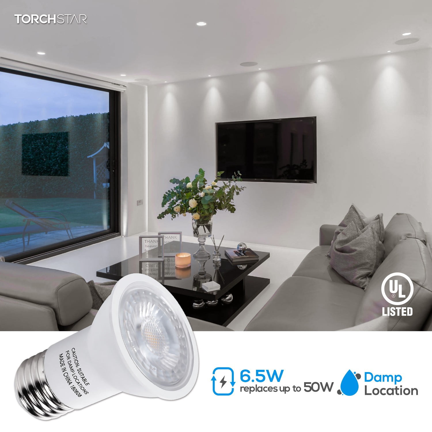 24 Pack LED PAR16 Spot Light Bulbs, 6.5W(50W Eqv.) 500lm E26 Medium Base Dimmable Spotlight, 40° Beam Angle, UL Listed Track Light Bulb, 4000K Cool White