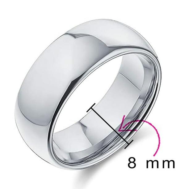 Plain Simple Wide Dome Couples Titanium Wedding Band Ring for Men for Women Polished Silver Tone Comfort Fit 8MM Walmart