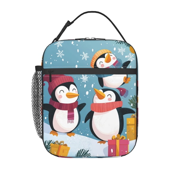 Cute Cartoon Penguin Lunch Box Reusable Portable Lunch Bag Tote Bag for Work Picnic Hiking