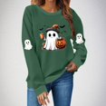thumbnail image 2 of Women Halloween Sweatshirt Cute Ghost Graphic Pullover Top Funny Pumpkin Print Crewneck Spooky Season, 2 of 4