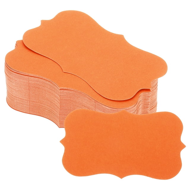 Unique Bargains 2' x 3.5' Blank Paper Business Cards Small Index Flash Cards Words Message Note Card Lace, Orange 100 Pack