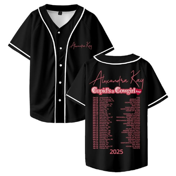 Alexandra Kay Cupid's a Cowgirl Tour 2025 Baseball Jersey Short Sleeve Shirts Men Women Streetwear Tee