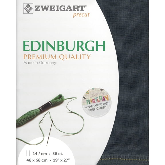 Precut Zweigart Edinburgh 36 count Charcoal Gray 3217/7026