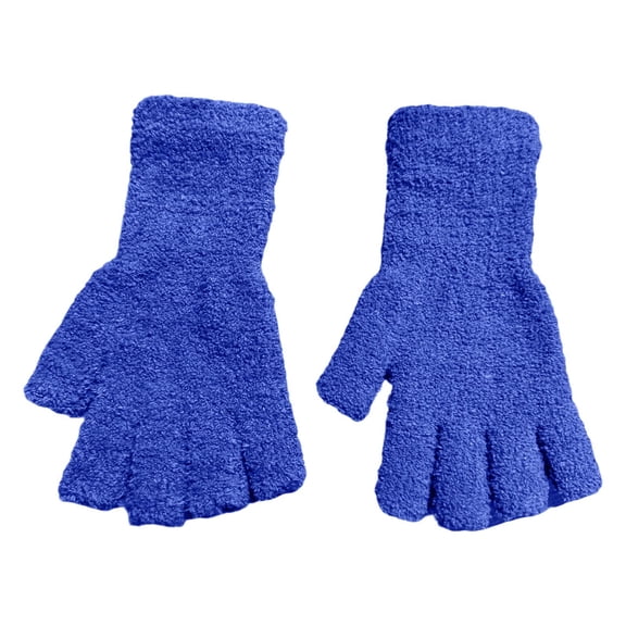 YWOAGH Extra Long Wrist Fingerless Winter Gloves For Kids Thermal Knitted Mittens For Boys And Girls Warmth Blue One Size