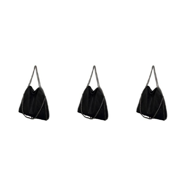 Ruiboury Classic And Timeless Shoulder Bag For Everyday PU Chain Shoulder Ba Shopping Bag black 3Set