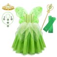 thumbnail image 3 of Disfraz de Tiana de Hada de Navidad para niñas, vestido de princesa de campana Tinker, alas de elfo, diadema, varita, vestidos de fiesta de cumpleaños elegantes, 3 of 5