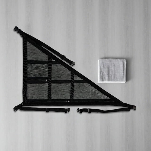 Universal Car Roof Storage Organizer Mesh Bag with Multiple Pockets, Triangular Design for Stability, Elastic Net for Phones and Keys, Easy Installation for All Vehicles, 80x53 cm