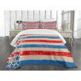 thumbnail image 3 of Ambesonne 4th of July Quilted Bedspread Set 3 Pcs, Patriotic Grunge Look, King Size, Blue Beige and Scarlet, 3 of 5