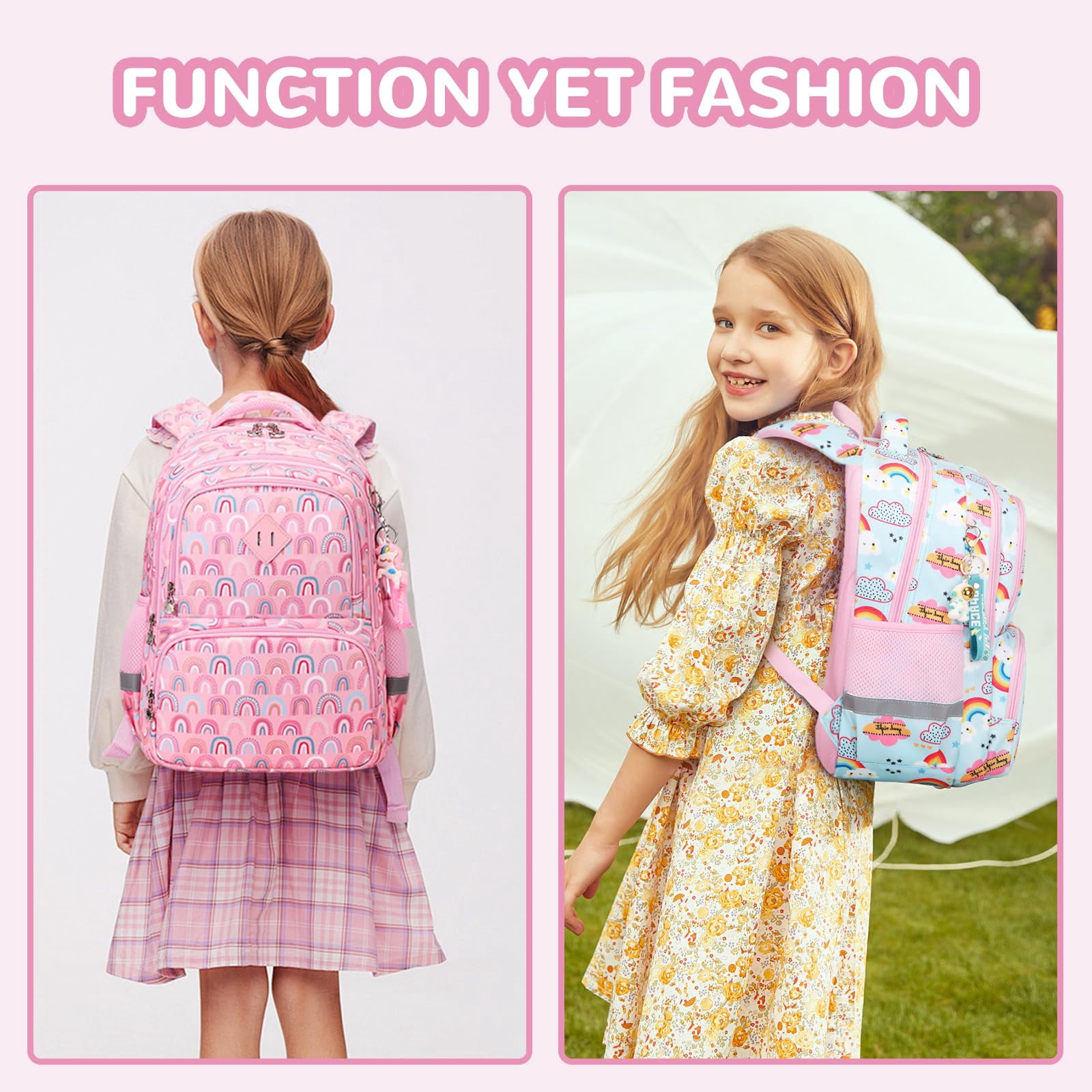 Soda Candy Kids Backpack Kawaii Printed School Girls Backpacks, Lightweight Water Resistant Boys Bookbag for Primary Kindergarten Elementary Preschool Middle School, Blue Rainbow