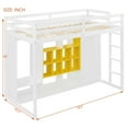 thumbnail image 3 of Duxelifin Twin Loft Bed with Storage Shelves and Cabinet, Wood Loft Bed with Wardrobe and Ladder for Teens Adults, White+Yellow, 3 of 8
