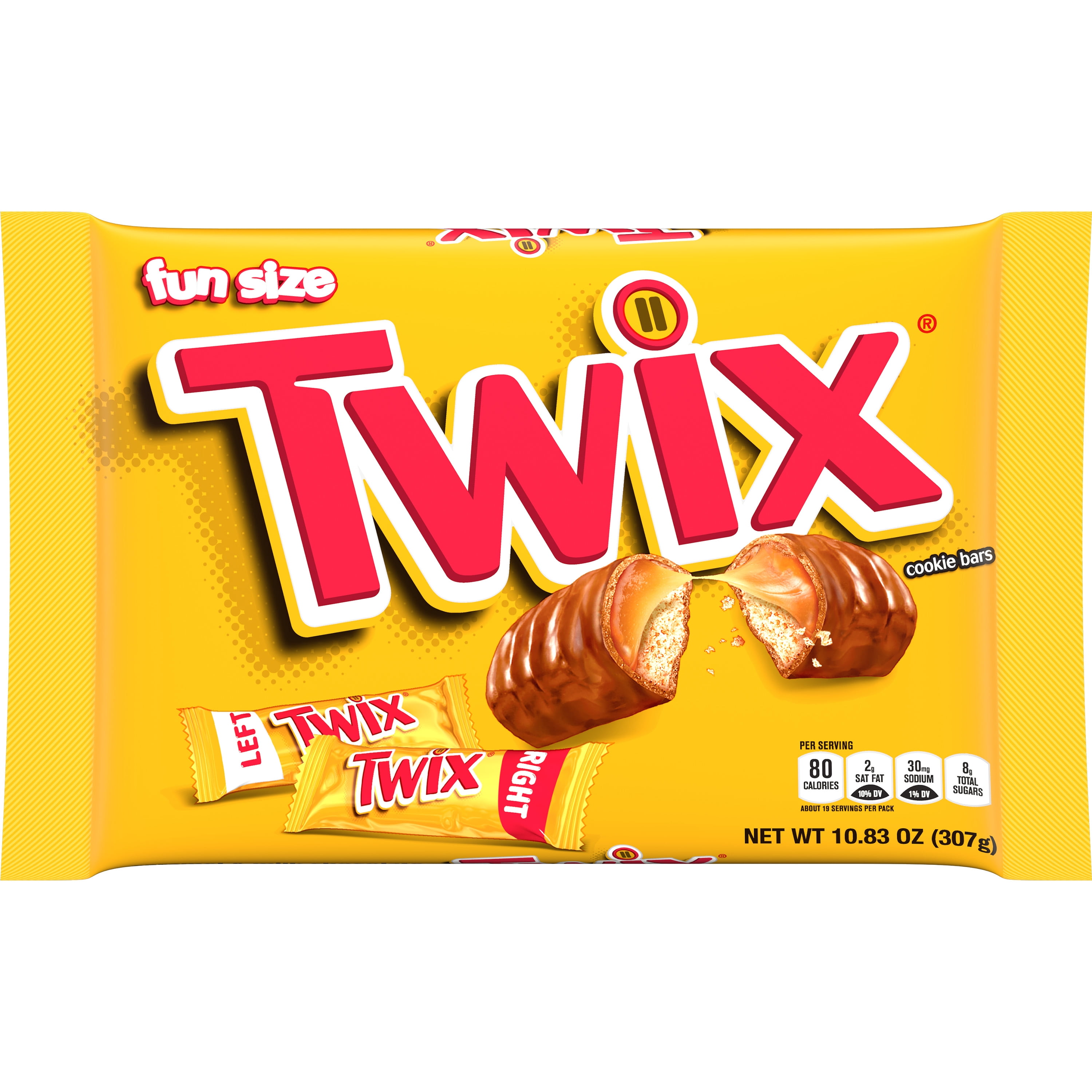 (4 pack) Twix Caramel Cookie Chocolate Bars, Fun Size, 10.83 oz Bag