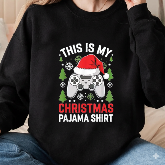 Christmas Pajama Gamer Teen Boy PJs Holiday Fun Sweatshirt, up to size 5XL