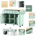 thumbnail image 5 of Vastcury 53.1" Rolling Kitchen Island Cart with Rubber wood Drop-Leaf Countertop, Storage Kitchen Island with 2 Door 3 Drawers for Dinning Room, Mint Green, 5 of 9