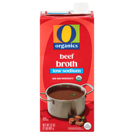 O O Low Sodium Organic Beef Broth, 32-Ounce