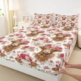 thumbnail image 4 of Erosebridal Cute Highland Cow Full Size Sheets,Pink Red Flowers Blossom Bed Sheets For Girls Boys 4pcs, 4 of 6