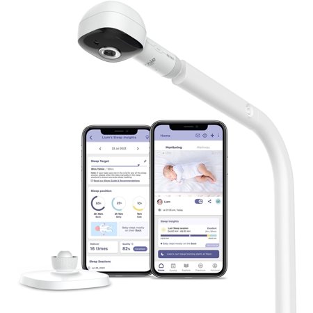 Hubble Connected - SkyVision AI-Enhanced Smart Camera Baby Monitor with Secure Wi-Fi Connection, Crib Mount, and Covered Face Alert - White