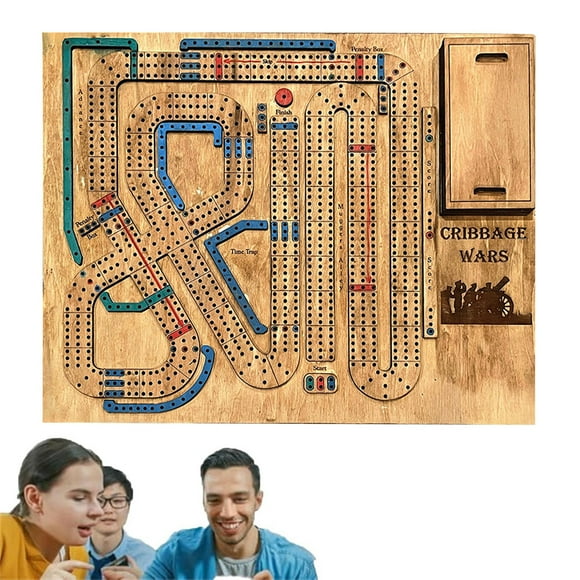 1/2 Sets Cribbage Wars Board Game Kids Adults Family Party Multiplayer Interactive Wooden Plastic Portable Continuous Cribbage Board Game Night Essentials