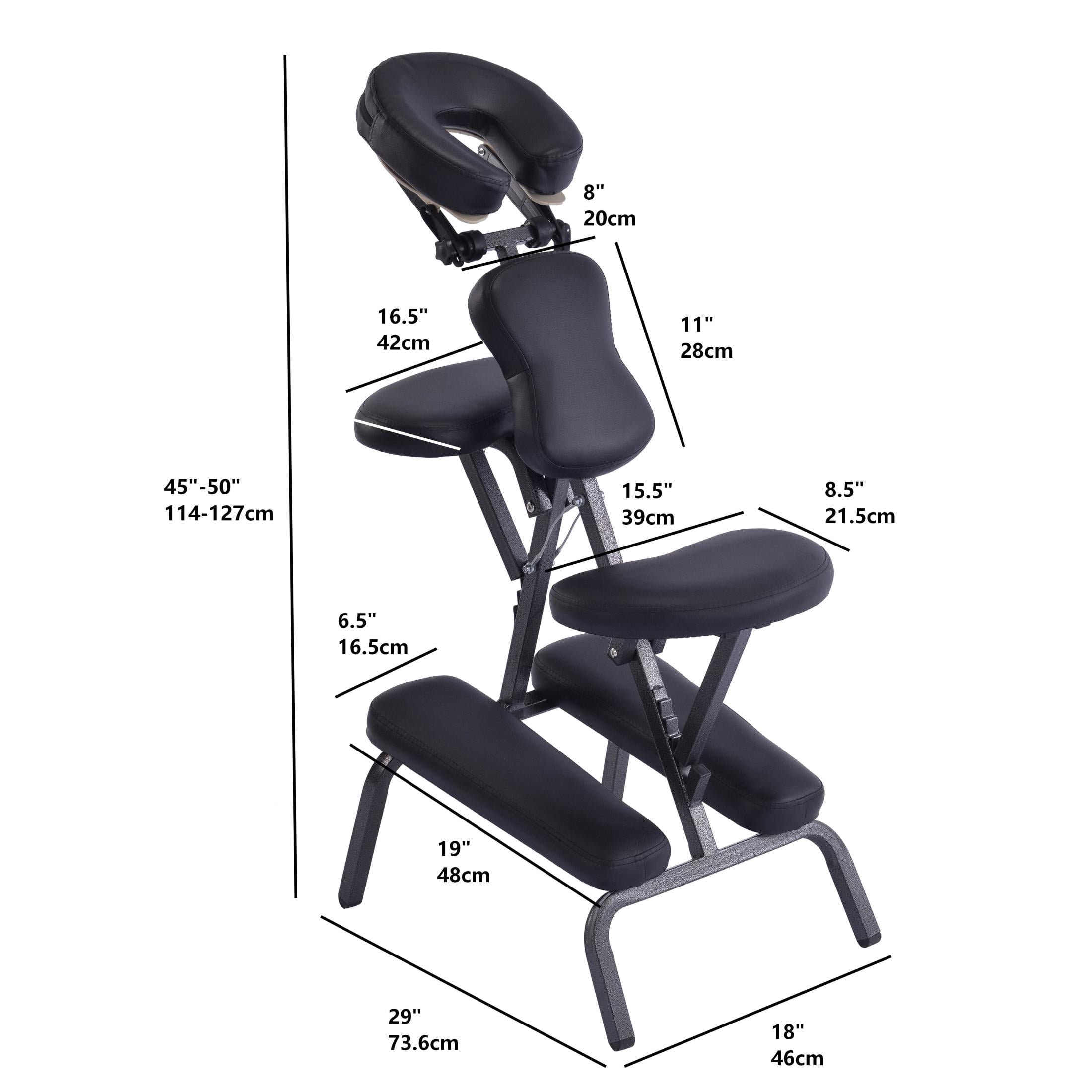 Noble House Portable Massage Chair, Adjustable Face Cradle, PU Upholstery with Carrying Bag, Black