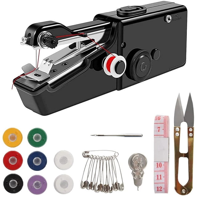 Máquina de coser de mano, herramienta de costura inalámbrica de mano, mini máquina de coser portátil, esencial para reparaciones rápidas en el hogar y manualidades de costura (negro) Zhivalor XMWJ068-1