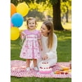 thumbnail image 6 of BemeyourBBs Toddler Baby Girls Birthday Dress Smocked Outfits 1st 2nd 3rd 4th 5th Years Old Birthday Summer Clothes Short Sleeve Doll Collar Letter Cake Balloons Print Princess Party Dress, 6 of 9