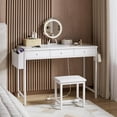 thumbnail image 6 of Girls Vanity Desk with Mirror and Lights Small Makeup Vanitys Set with Chair Fabric Drawers Power Outlet, Dressing Table Vanities for Kids Bedroom 40“white, 6 of 17