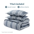 thumbnail image 3 of Bare Home Luxury Duvet Cover and Sham Set - Premium 1800 Collection - Ultra-Soft - Full, Stripe - Heathered Midnight, 3-Pieces, 3 of 3