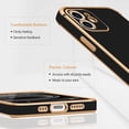 thumbnail image 5 of Compatible with iPhone 12 Case for Women Girls Cute Gold Heart Pattern Luxury Plating Soft TPU Silicone Shockproof Phone Case Protective Bumper Cover for iPhone 12(6.1 inch),Black, 5 of 7
