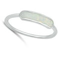 thumbnail image 4 of CHOOSE YOUR COLOR White Simulated Opal Wholesale Bar Ring .925 Sterling Silver Band CZ Female Size 6, 4 of 4