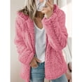 thumbnail image 4 of Chaqueta Ligera y Cálida para Mujer, Grandes, con Capucha y Cremallera, Abrigo de Invierno de Forro , Cárdigan Suave y Afelpado con Bolsillos. Rosa M, 4 of 6