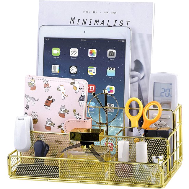 ONAVIA Mesh Desk Organizer,Office Supply Caddy Desktop Pen Holder Paper File Storage for Home