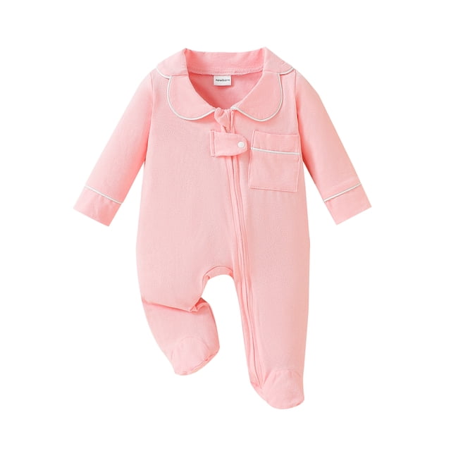 SUNSIOM Pyjamas à Col à Revers à Manches Longues pour Bébés Garçons Filles Combinaisons Nouveau-Nés