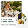 thumbnail image 4 of Round Outdoor Tablecloth with Umbrella Hole and Zipper, Sunflowers Pastoral Tablecloth with Elastic Waterproof, Bees Country Botanical Retro Beige Patio Table Covers for 45" - 54" Picnic Pool Tables, 4 of 9