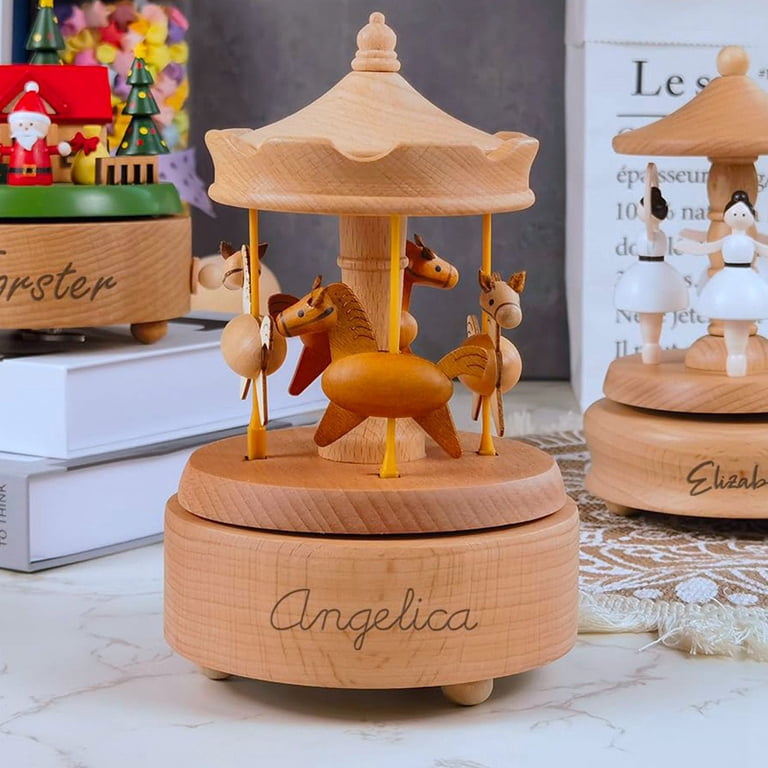 Music Box Wooden Merry-Go-Round Horse Musical Box Home Decor