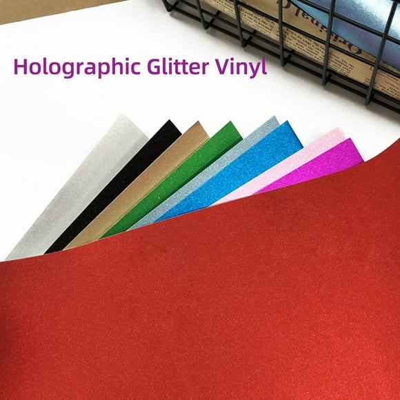 ROLLO Vinilo Adhesivo Holográfico Vinyl 30.5x30.5cm/12x12in 7 Colores Variados Con 2 Piezas De Película De Transferencia Compatible Con Calcomanías De Cameo De Silueta En