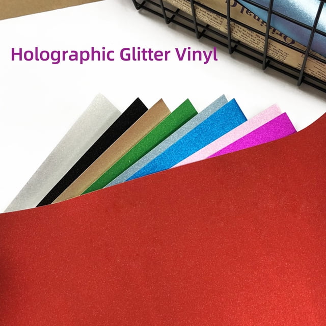 ROLLO Vinilo Adhesivo Holográfico Vinyl 30.5x30.5cm/12x12in 7 Colores Variados Con 2 Piezas De Película De Transferencia Compatible Con Calcomanías De Cameo De Silueta En