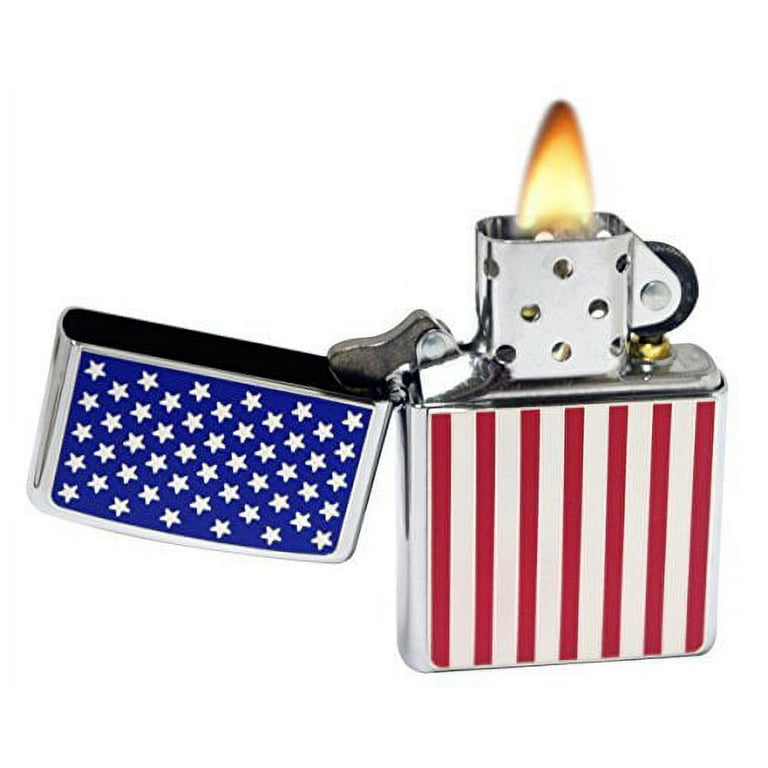 Zippo 28827 American Flag High Polish Chrome Classic