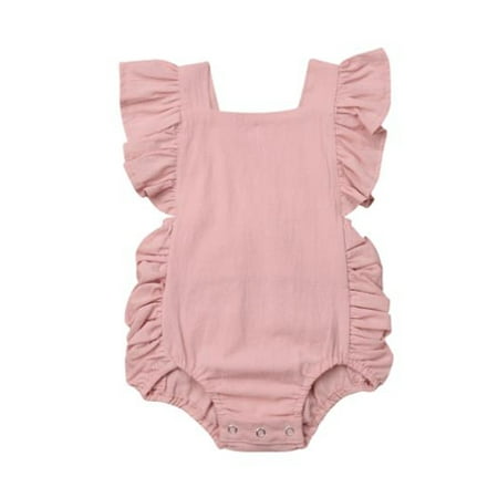 

JBEELATE Toddler Baby Girl Ruffled Rompers Sleeveless Cotton Romper Bodysuit Jumpsuit Clothes