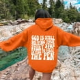 thumbnail image 2 of WEAIXIMIUNG Sweatshirts à Col Rond Femmes Graphique Plage Dieu Écrit Encore Votre Histoire Sweatshirts Graphiques à Capuche Surdimensionnés Pull Décontracté Manches Longues à Capuche avec Poches, 2 of 5