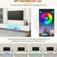 thumbnail image 3 of Tv Stand For Home Use, White, Controlled Led, Faux Marble Tabletop, 2 Drawers & Cabinets, Tempered Glass Doors White Living Room Decoration,, 3 of 5