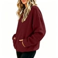 thumbnail image 4 of Jaunzuar Crewneck Sweatshirts Women Solid Color Pullover Sweatshirts Casual Fleece Soft Sweat Shirts with Pockets S, 4 of 5