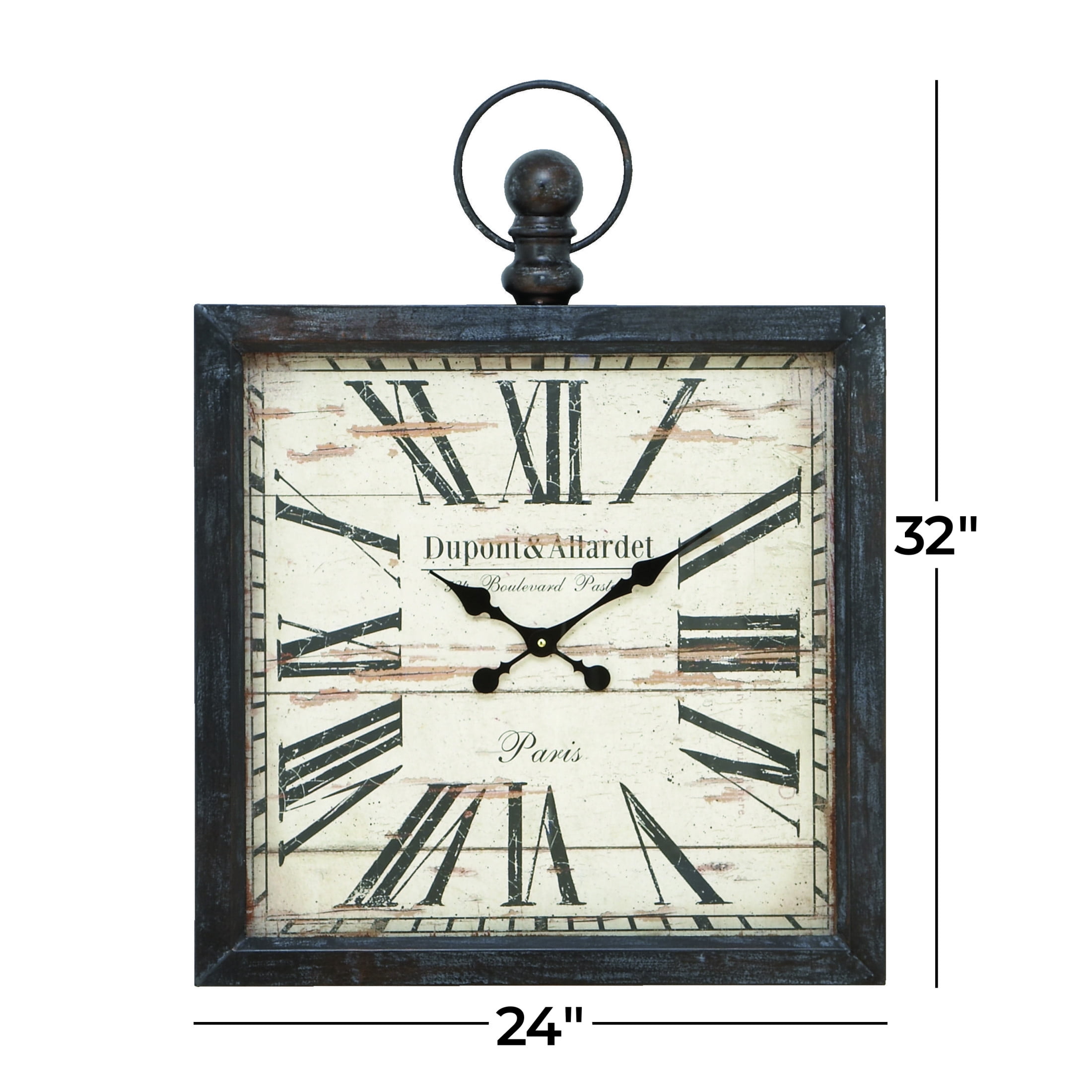 DecMode 24" Brown Metal Finial Pocket Watch Style Wall Clock