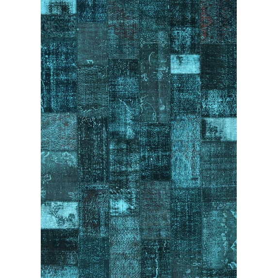 Ahgly Company Indoor Rectangle Patchwork Light Blue Transitional Area Rugs, 6' x 9'
