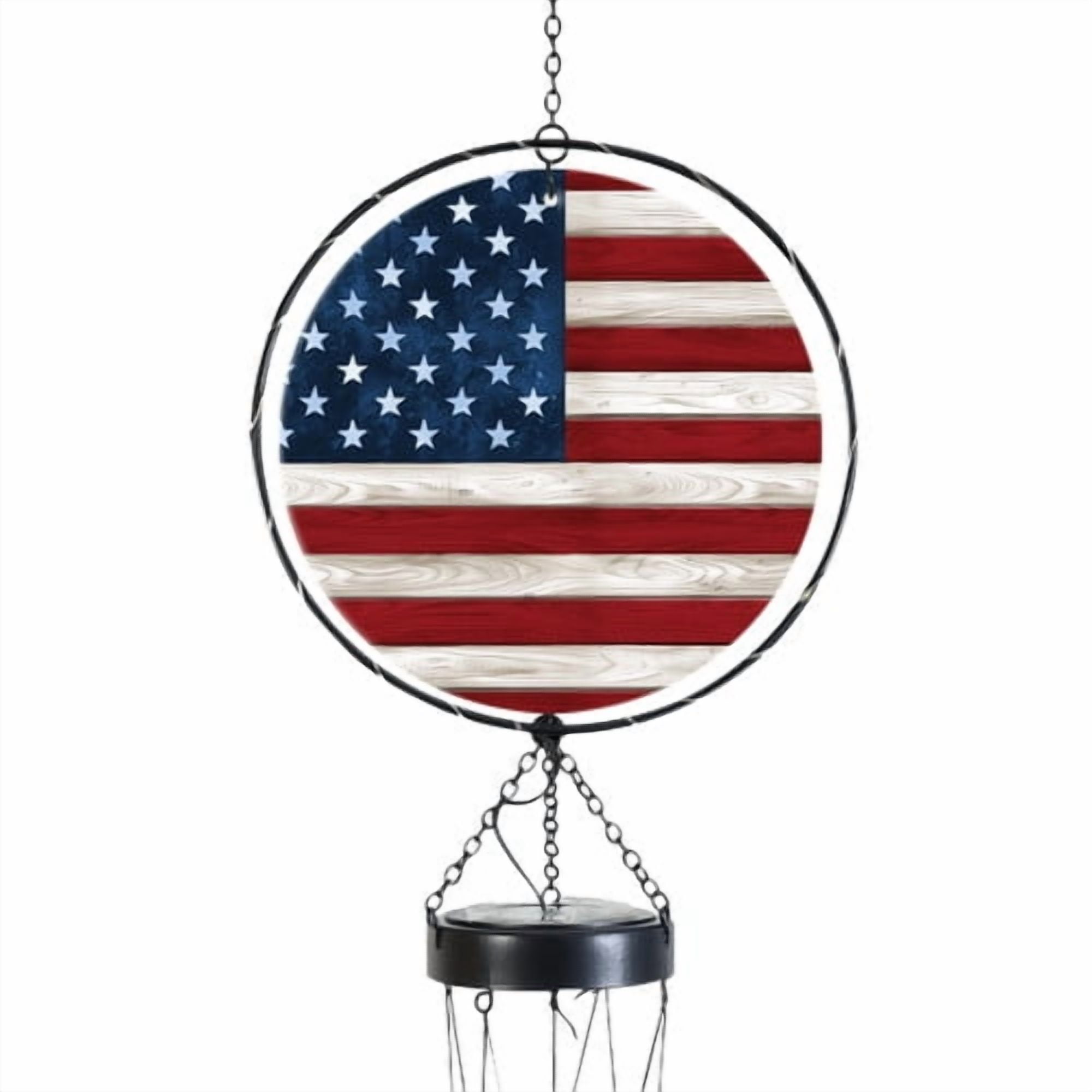 Briarwood Lane Wood American Flag Illuminated Wind Chime