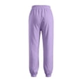 thumbnail image 4 of Women Linen Pants Summer Casual Gaucho Pants Drawstring Elastic Waist Wide Leg Slacks Loose Fitting Beach Attire Purple XXL, 4 of 7