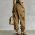 thumbnail image 5 of cocolona Womens Summer Casual High Waist Cargo Pants Elastic Waist Straight Outdoor Hiking Joggers with Pockets, 5 of 5