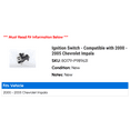 thumbnail image 2 of Ignition Switch - Compatible with 2000 - 2005 Chevy Impala 2001 2002 2003 2004, 2 of 2