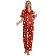 thumbnail image 6 of DAKIMOE Silk Satin Pajamas Set for Women Two-Piece Short Sleeve Shirt with Long Pajama Pant Set Soft Button Down Loungewear Nightwear Pjs Sleepwear for Women, 6 of 9