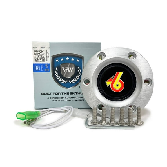 VSW 6-Bolt Brushed Aluminum Horn Button with Buick Regal Grand National Emblem, STE1036BRU