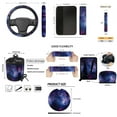thumbnail image 7 of Jeiento Galaxy Sky Car Seat Covers Set 15 PCS Car Front Rear Seat Cover Steering Wheel Cover Seat Belt Covers Trash Bin Air Vent Storage Bag Rear View Mirror Cover Coasters Keychain Universal Fit, 7 of 7